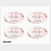 Blush Pink Gold Glitter Agate Monogram Business Ovale Sticker (Vel)