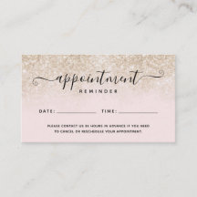 Blush Pink Gold Glitter Appointment Kaart
