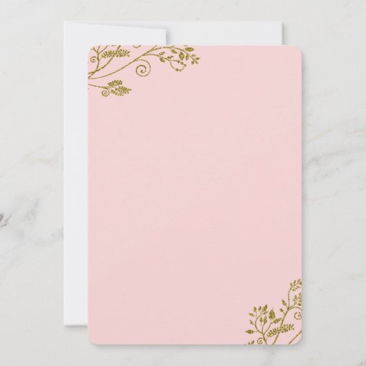 Blush Pink Gold Glitter Bridal douche Uitnodiging (Achterkant)