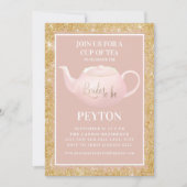 Blush Pink Gold Glitter Bridal Tea Party Shower Kaart (Voorkant)