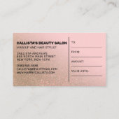Blush Pink Gold Glitter Cadeaubon Visitekaartje (Achterkant)