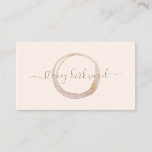 Blush Pink Gold Glitter Circle Logo Moderne Visitekaartje (Voorkant)