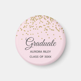 Blush Pink Gold Glitter Confetti Afstuderen Favor Magneet