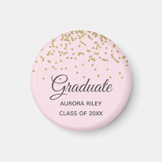 Blush Pink Gold Glitter Confetti Afstuderen Favor Magneet (Voorkant)