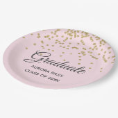 Blush Pink Gold Glitter Confetti Afstuderen Favor Papieren Bordje (Gekanteld)