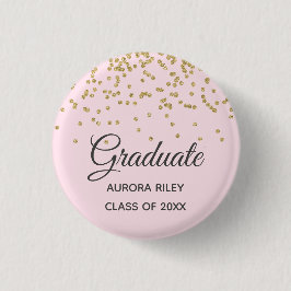 Blush Pink Gold Glitter Confetti Afstuderen Favor Ronde Button 3,2 Cm