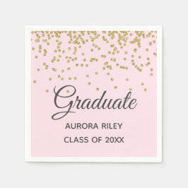 Blush Pink Gold Glitter Confetti Afstuderen Favor Servet