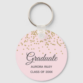 Blush Pink Gold Glitter Confetti Afstuderen Favor Sleutelhanger
