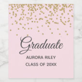 Blush Pink Gold Glitter Confetti Afstuderen Favor Wijn Etiket (Enkel label)