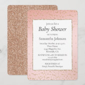 Blush Pink Gold Glitter Confetti Baby shower Kaart (Voorkant / Achterkant)