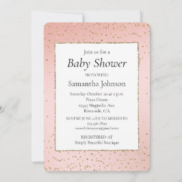 Blush Pink Gold Glitter Confetti Baby shower Kaart
