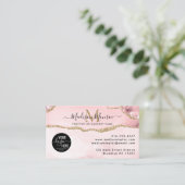 Blush Pink Gold Glitter Custom Logo Agate Monogram Visitekaartje (Staand voorkant)
