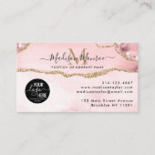Blush Pink Gold Glitter Custom Logo Agate Monogram Visitekaartje (Voorkant)
