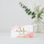 Blush Pink Gold Glitter Custom Logo Monogram Visitekaartje (Staand voorkant)