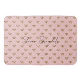 Blush Pink Gold Glitter Diamonds Badmat