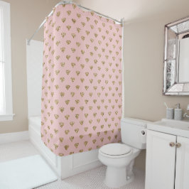 Blush Pink Gold Glitter Diamonds Douchegordijn