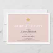 Blush Pink Gold Glitter Eenvoudige Graduation Part Kaart (Voorkant)