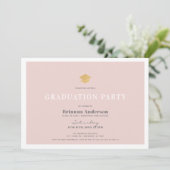 Blush Pink Gold Glitter Eenvoudige Graduation Part Kaart (Staand voorkant)