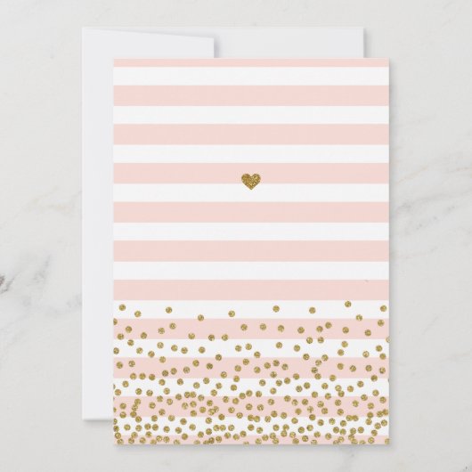 Blush Pink Gold Glitter Elegant Birthday Party Kaart (Achterkant)