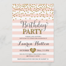 Blush Pink Gold Glitter Elegant Birthday Party
