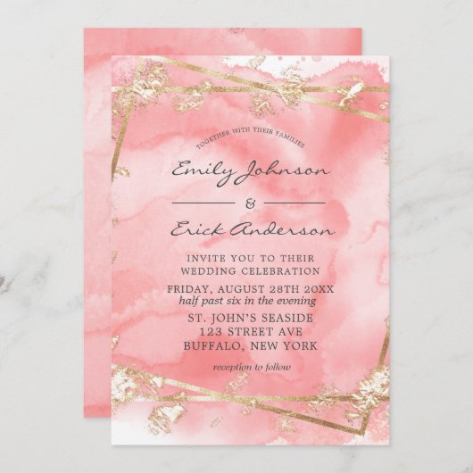 Blush Pink Gold Glitter Fairytale Weddenschap Kaart (Voorkant / Achterkant)