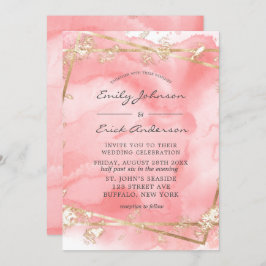 Blush Pink Gold Glitter Fairytale Weddenschap Kaart