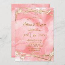 Blush Pink Gold Glitter Fairytale Weddenschap