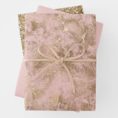 Blush Pink Gold Glitter Glam Inpakpapier Vel (In situ)