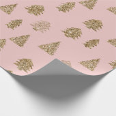 Blush Pink Gold Glitter Glam Kerstbomen Cadeaupapier (Hoek)