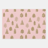 Blush Pink Gold Glitter Glam Kerstbomen Inpakpapier Vel (Voorkant)