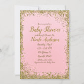 Blush Pink Gold Glitter Glam Modern Baby shower Kaart (Voorkant)
