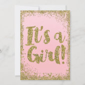 Blush Pink Gold Glitter Glam Modern Baby shower Kaart (Achterkant)