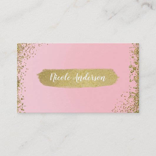 Blush Pink Gold Glitter Glam Modern Chic Visitekaartje (Voorkant)