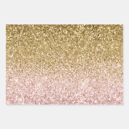 Blush Pink Gold Glitter Glitz Inpakpapier Vel (Voorkant 3)