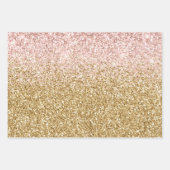 Blush Pink Gold Glitter Glitz Inpakpapier Vel (Voorkant)