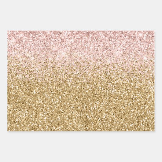 Blush Pink Gold Glitter Glitz Inpakpapier Vel (Voorkant)