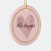 Blush Pink Gold Glitter Glitzy Heart Keramisch Ornament (Rechts)