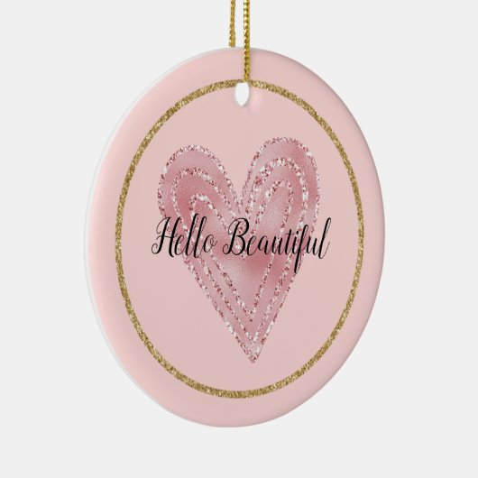 Blush Pink Gold Glitter Glitzy Heart Keramisch Ornament (Rechts)
