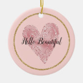 Blush Pink Gold Glitter Glitzy Heart Keramisch Ornament (Voorkant)
