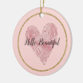 Blush Pink Gold Glitter Glitzy Heart Keramisch Ornament (Links)