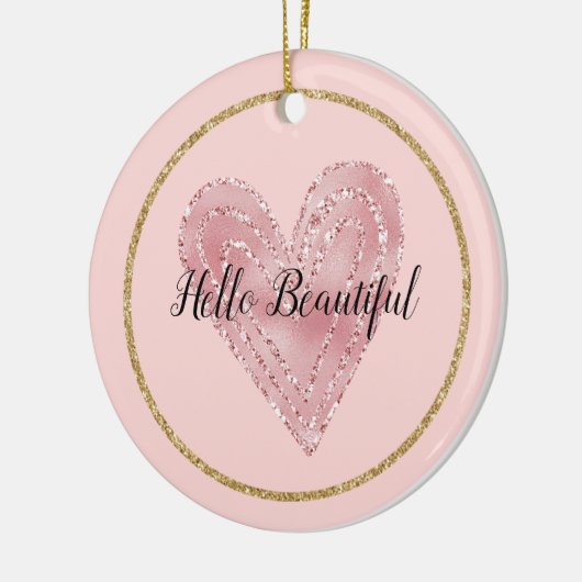 Blush Pink Gold Glitter Glitzy Heart Keramisch Ornament (Links)