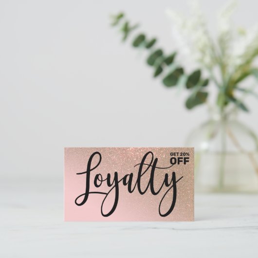 Blush Pink Gold Glitter Gradient Typografie Klantenkaartje (Staand voorkant)
