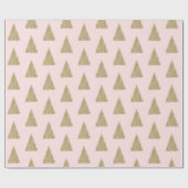 Blush Pink Gold Glitter-kerstbomen Cadeaupapier (Vlak)