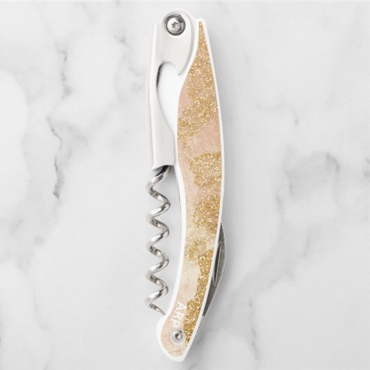 *~* Blush Pink Gold Glitter  Kurkentrekker (Voorkant)