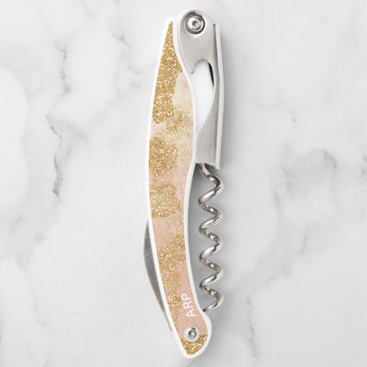 *~* Blush Pink Gold Glitter Kurkentrekker (Achterkant)