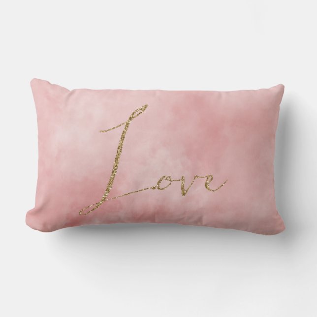 Blush Pink Gold Glitter Love Kussen (Voorkant)