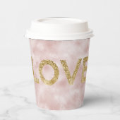 Blush Pink Gold Glitter Love Papieren Bekers (Links)