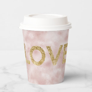 Blush Pink Gold Glitter Love Papieren Bekers