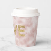 Blush Pink Gold Glitter Love Papieren Bekers (Achterkant)