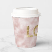 Blush Pink Gold Glitter Love Papieren Bekers (Voorkant)